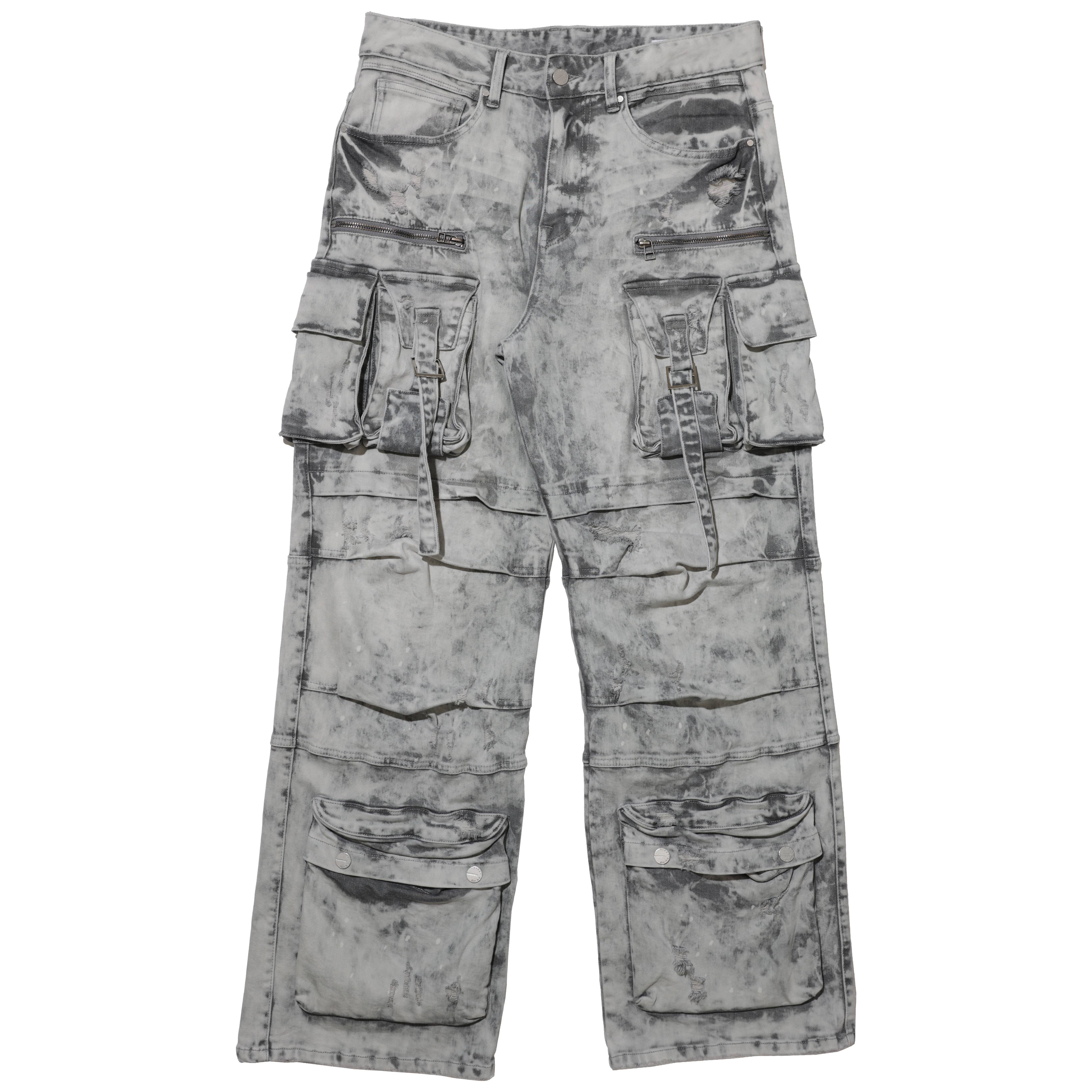 First Row - Vente Jean – homme - Pantalon cargo en denim large Y2K avec poches utilitaires8