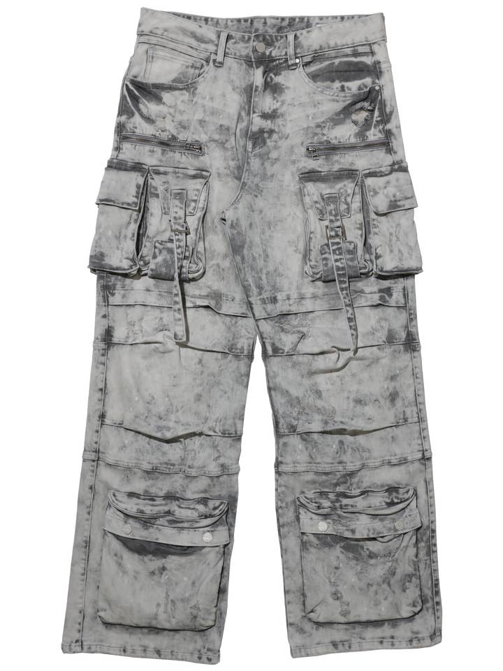 First Row – wholesale Jeans - Herr – Y2K vida cargobyxor i denim med utility-fickor8