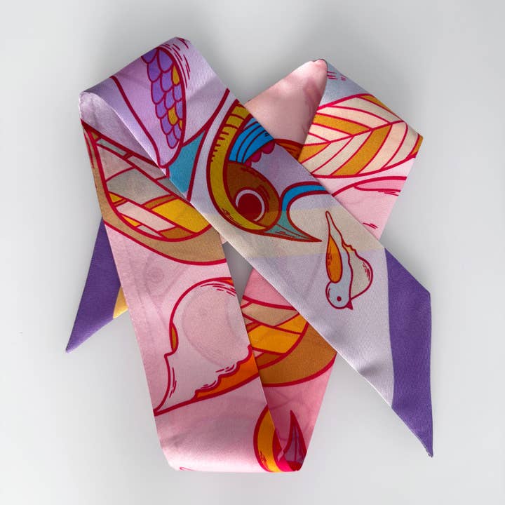 LENÇO DE SEDA FINO | Pássaros Arco-Íris por atacado de BOUCHETTE & CO. LLC