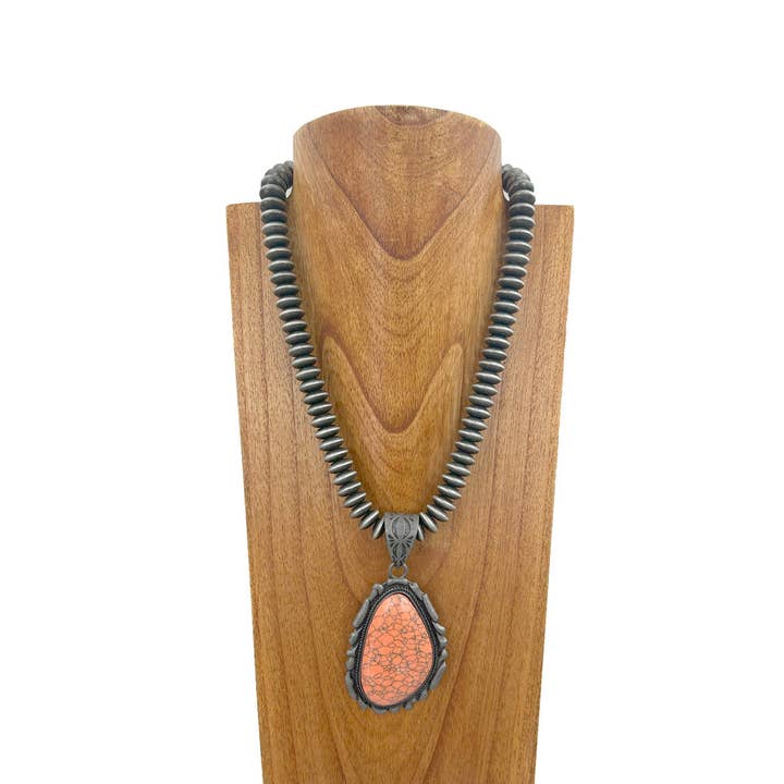 Western Elite Jewelry – Colar pingente/pendente por atacado – NKZ231124-47 Cordas de pérolas Navajo prateadas de 21 polegadas com pendente em pedra azul-turquesa em forma de lágrima3