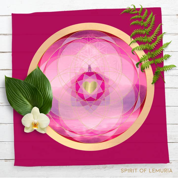 Magenta Heart of Avalon Altar Cloth for wholesale by Spirit of Lemuria