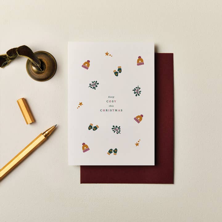 Cosy Christmas Card | Modern Christmas Card | Luxury Card for wholesale by Ink & Bloom