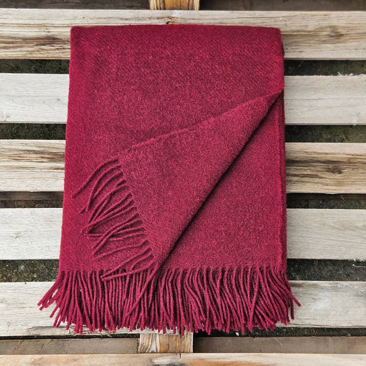 Manta de 100% lã - Cor sólida vermelho vinho por atacado de NorraVilla