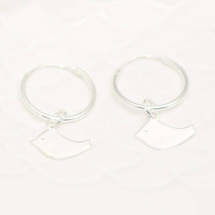Sterling Silver Bird Hoop Earrings for wholesale by Sophellie Jewellery