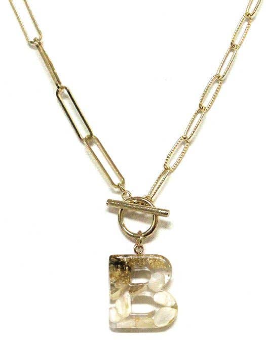 MiMi Wholesale - Wholesale Pendant/Charm Necklace - KN8165 Assorted 16 Piece Gold Acrylic Initial Toggle Chain Necklace Pack2