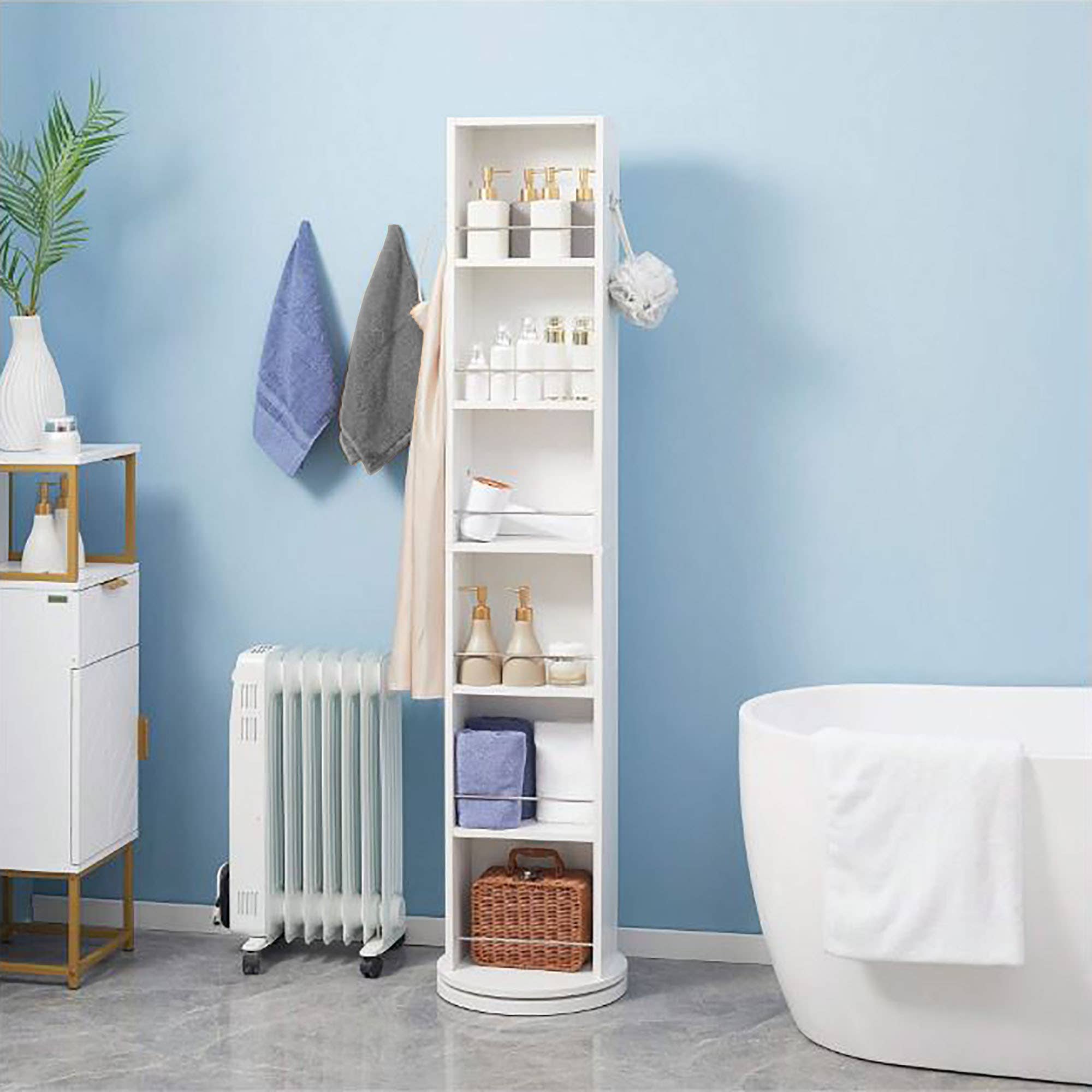 Rotating Mirror Cabinet with Shelves – White for wholesale on Faire7