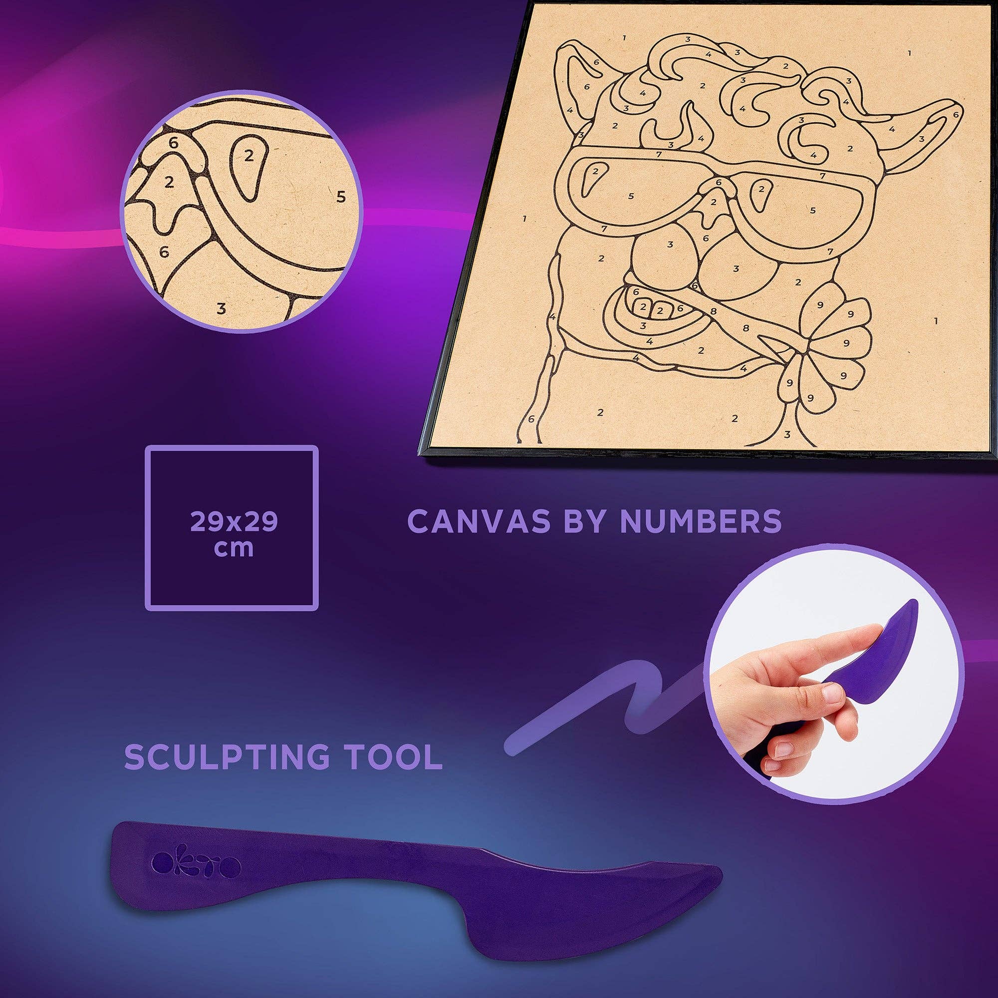 Fainotoys - Wholesale DIY Craft Kit - Kids - OKTO Clay by Numbers — Lama — (16.54×12.01 in) — Ages 5+2