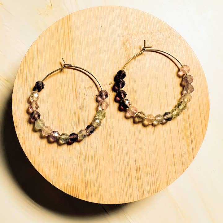 Santore Jewelry Company - Wholesale Hoop Earrings - Gem Gradient Hoop - 5 stone choices