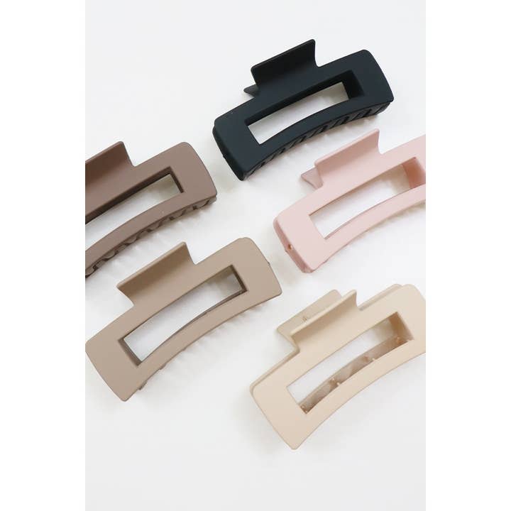 Neutral Color Matte Cut Out Rectangle Hair Claw for wholesale on Faire