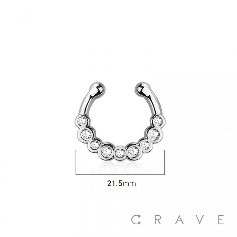 CRAVE – Großhandel Einzelohrring – FALSCHES SEPTUM/HUFEISEN AUS MESSING MIT MEHRFACHER LÜNETTE, CZ1