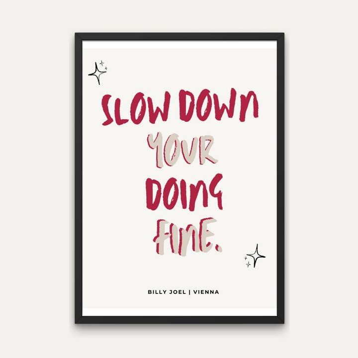 Billy Joel Vienna Lyrics Print, Colourful Wall Art for wholesale by Littlepapertrailco