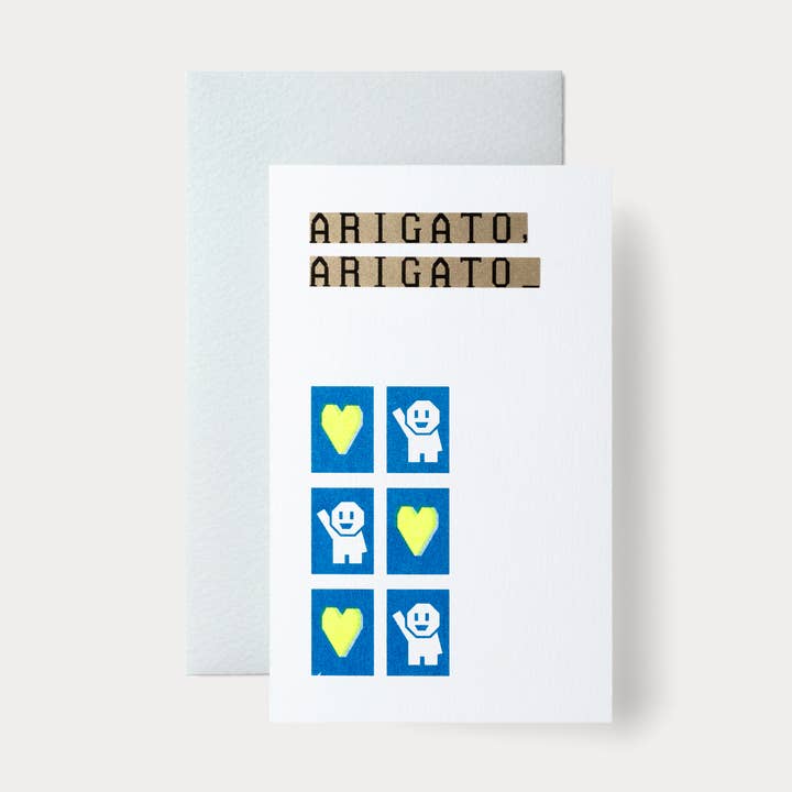 Type Tape Series: ARIGATO, ARIGATO | Risograph Card for wholesale by Nandaka