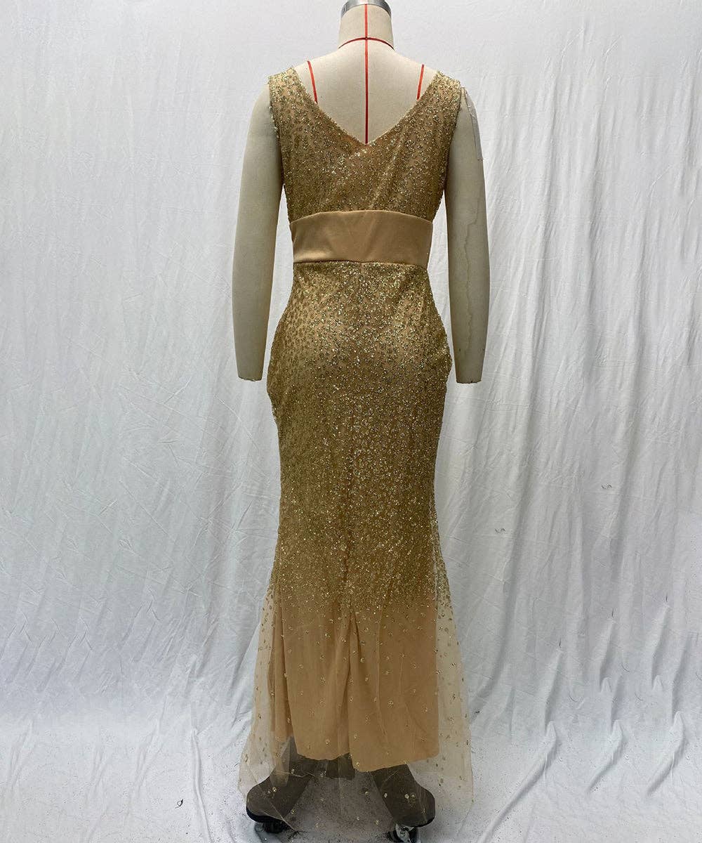 Aria Romance - Wholesale Gown - Women's - Halter V-Neck Slit Evening Gown7