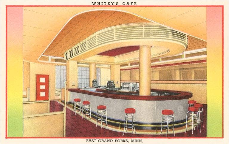 Found Image Press - Vente Autocollant - Autocollant CL-28 Whitey's Cafe, Grand Forks, Minnesota0