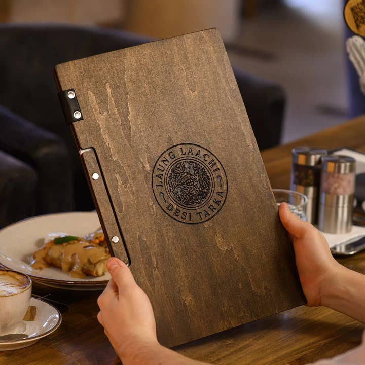 Hardcover Wooden Menu Holder (PM02A1) for wholesale by Inko Horeca Accessories