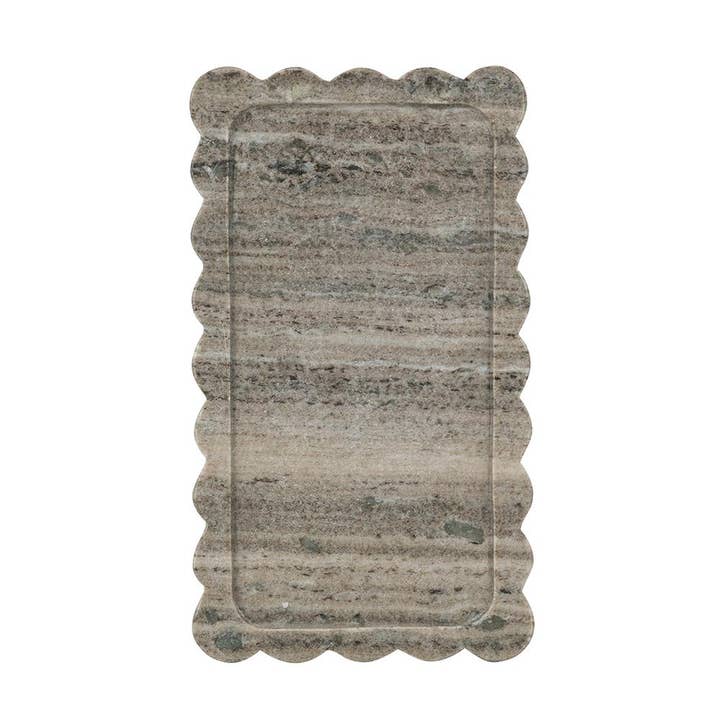 A&B Home Group Inc. - Wholesale Decorative Tray - 14x8" Scalloped Marble Tray with Natural Gray Finish1