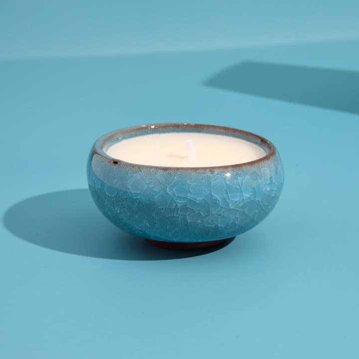 Zesty Lemons – wholesale Tea light candles – Contemporary Kiln Sky Blue Tea Lights - Amber & Bergamot2