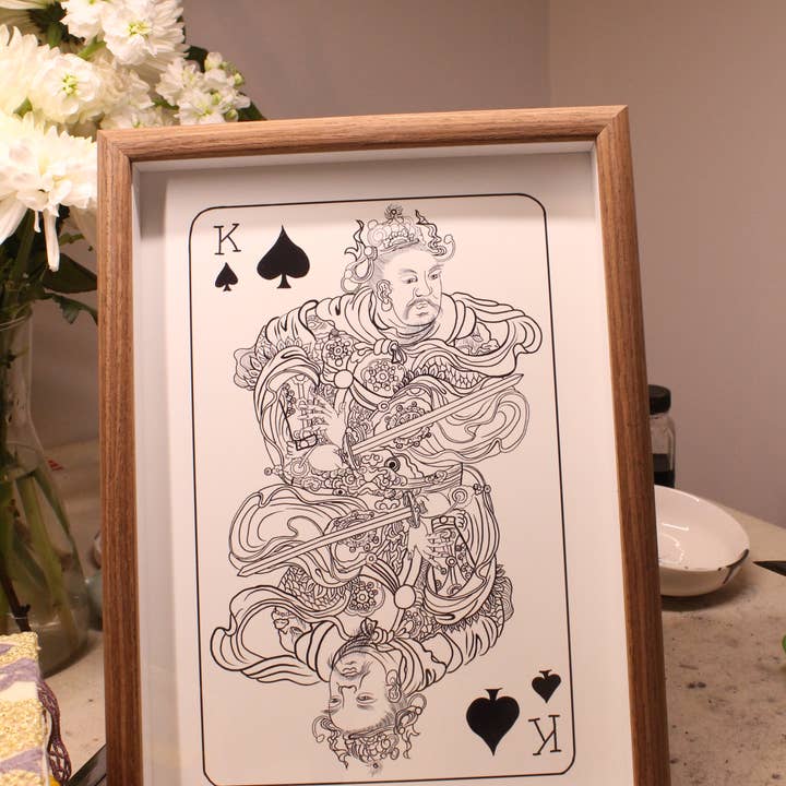 Pack of 10 Unframed Art Print | Line art King of Spades for wholesale by Poem of Stones