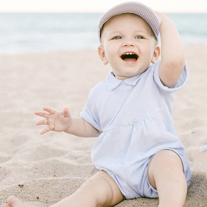 Bits & Bows - Wholesale Baseball Cap - Kids - Baseball Hat in Blue Seersucker (Baby)