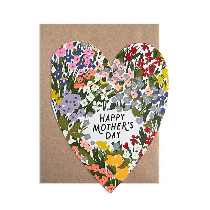 Mors dag vilda blommor utskuren hjärta för wholesale av Hartland Cards