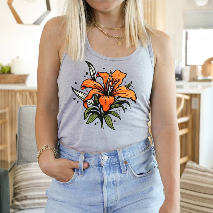 Camiseta sin mangas vintage Prairie Lily para mujer | Saskatchewan Apparel para venta al por mayor de DIYxe