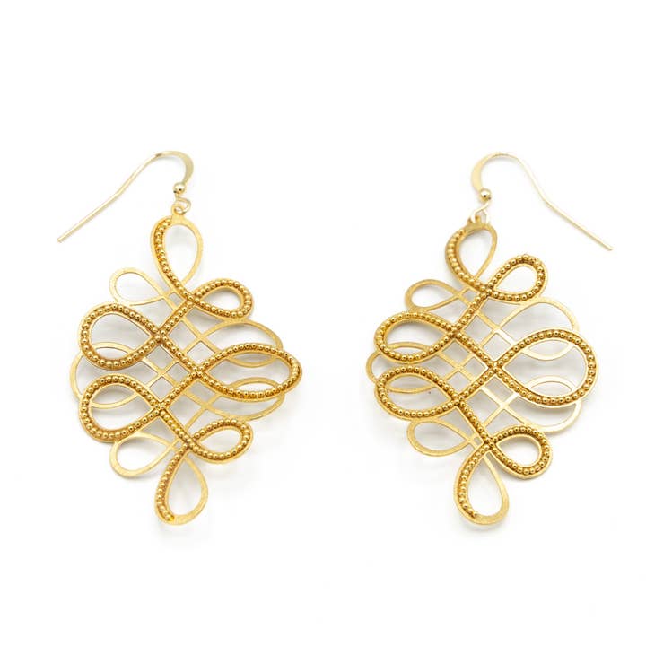 Boucles d'oreilles pendantes arabesques pour la vente par KLK