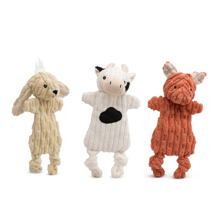 Barnyard HuggleFlatties™, Small Plush Dog Toys(3pk) for wholesale by HuggleGroup
