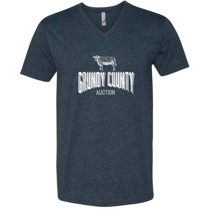 Grundy County Auction V-Neck T-Shirt for wholesale by Boot & Buckle