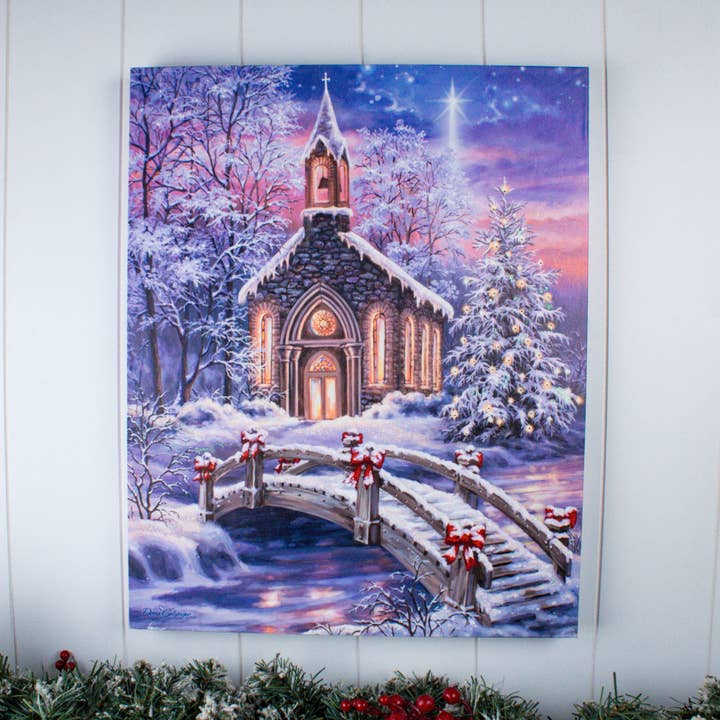 Glow Decor - Wholesale Christmas Wall Art - O Come Emmanuel 16x20 Fiber Optic Canvas1