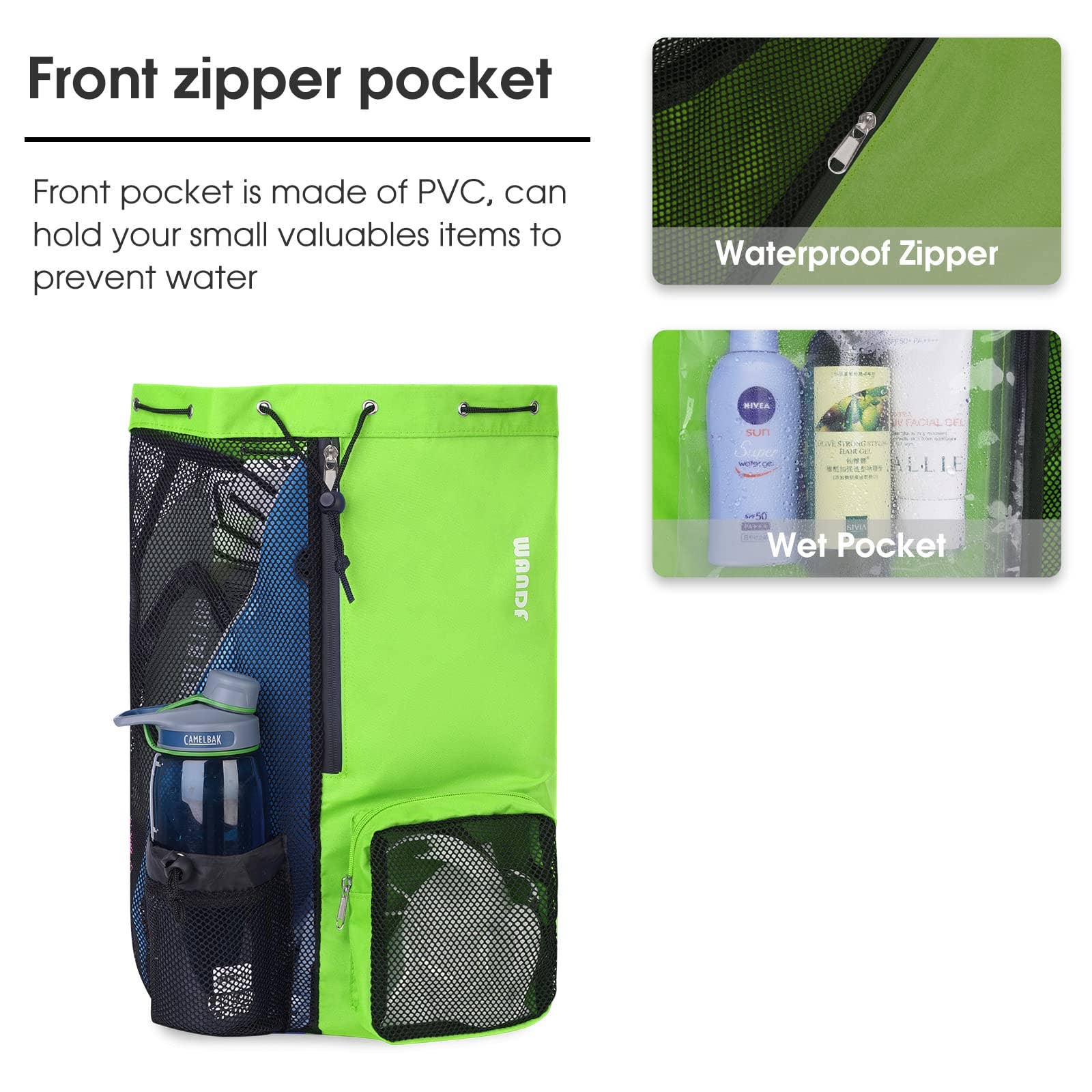 wandf - Wholesale Beach Bag - WANDF Mesh Drawstring Backpack with Wet Pocket Beach Bag32