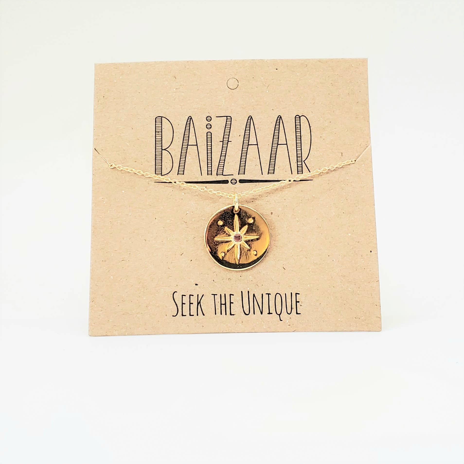 Baizaar - Vente Colliers à pendentif - Collier Compass Rose en métal doré5