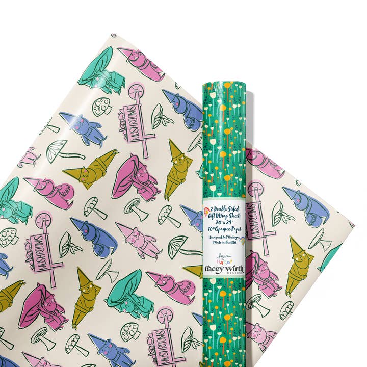 Double Sided Gift Wrap Sheets set of 2 for wholesale by Tracey Wirth Designs
