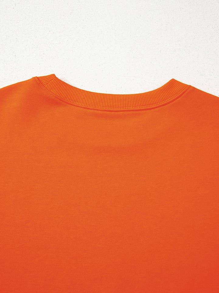 Orange Varsity Striped Detail Drop Shoulder Oversized Sweatshirt for wholesale on Faire4