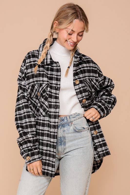 Vanilla Monkey – wholesale Shirt Jacket/Shacket - Women’s – Plaid Print Shacket4