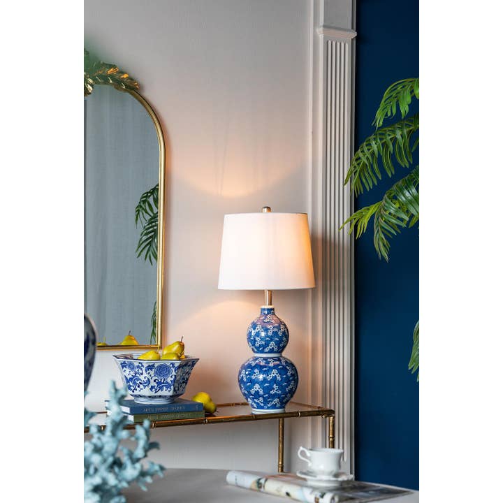 A&B Home Group Inc. - Wholesale Accent/Desk Lamp - D13x25.75" Blue/White Round 2-Tiered Ceramic Vase Lamp5