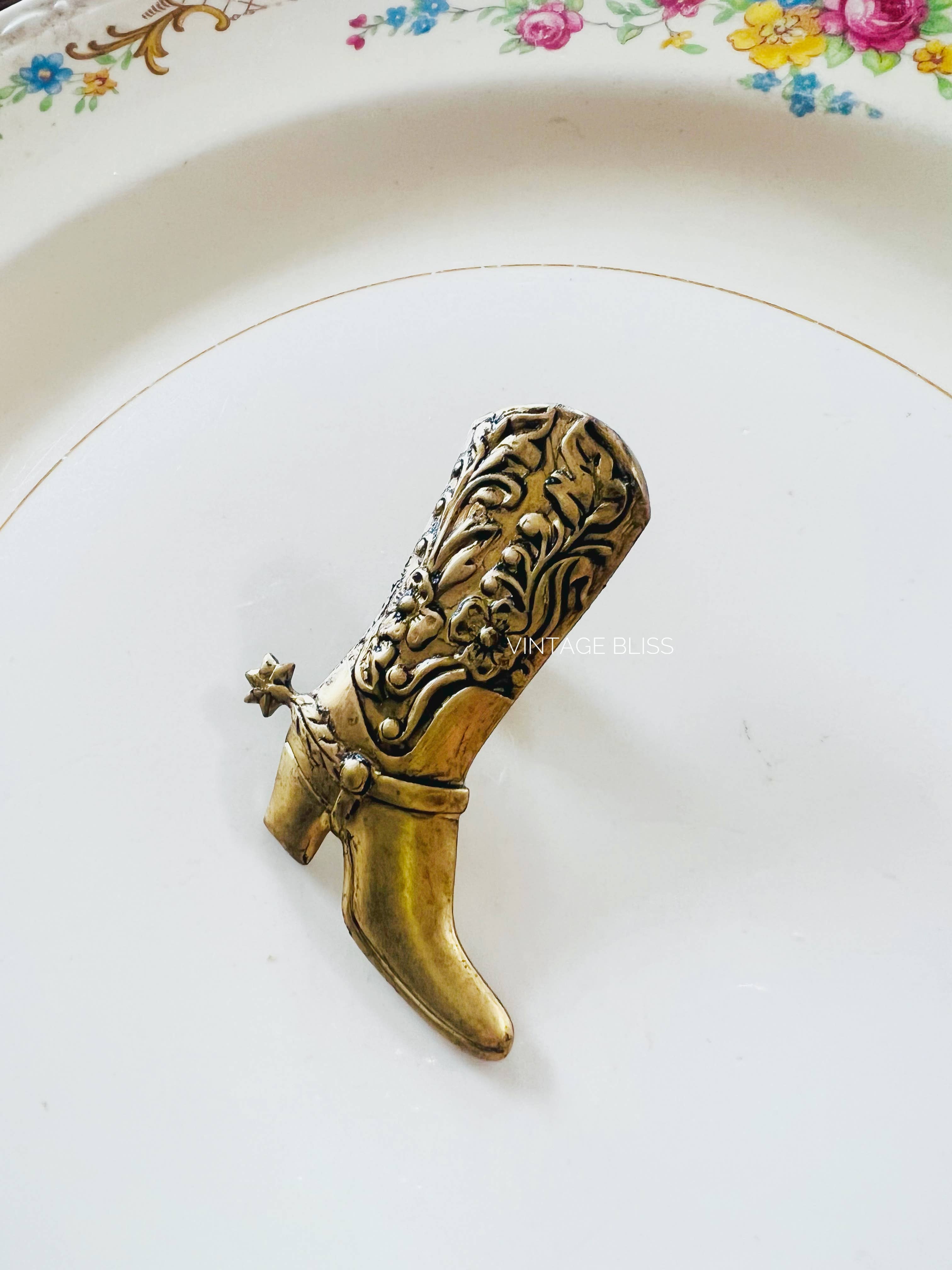 Vintage Bliss - Wholesale Hat Accessory - Women's - Western Aged Brass Cowboy Boot Hat Pin2