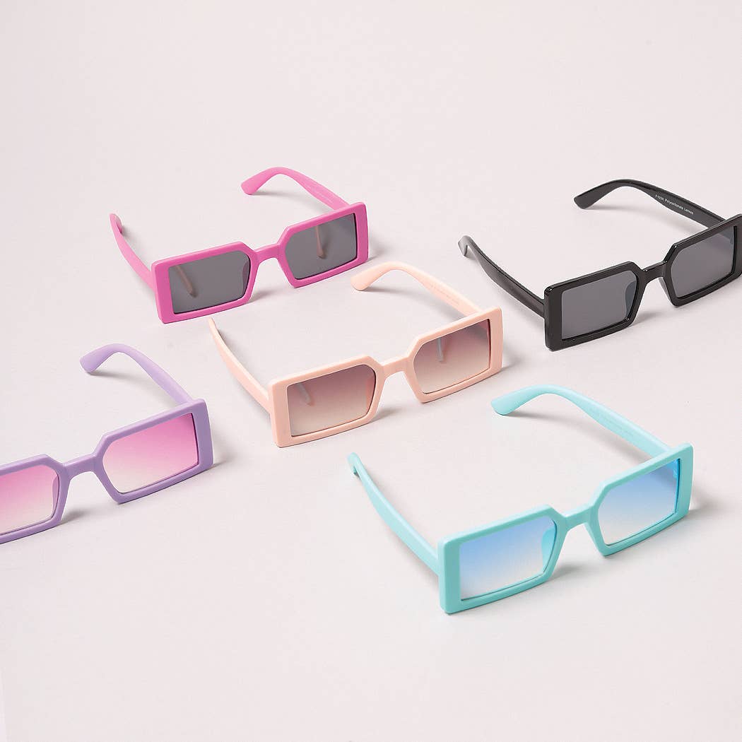  ASSORTED COLORS Kid's Vibrant Rectangle Fashion Sunglasses for wholesale on Faire3