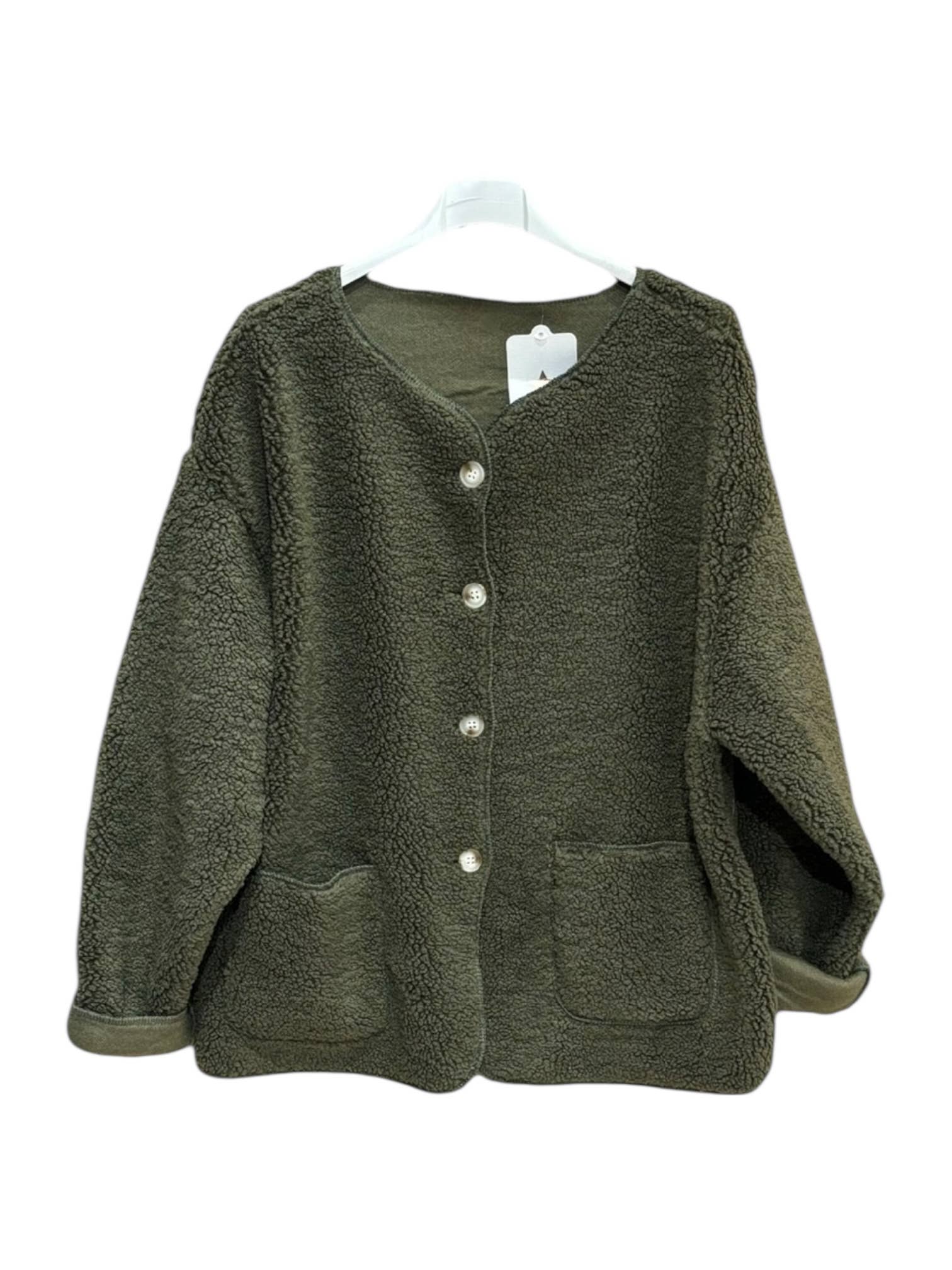 Moonsun - Wholesale Outerwear Vest - Women's - Long-sleeve buttoned shearling jacket1