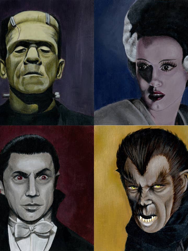 Stampa artistica «Universal Monsters» per la vendita all'ingrosso da parte di Destiney Hett Art