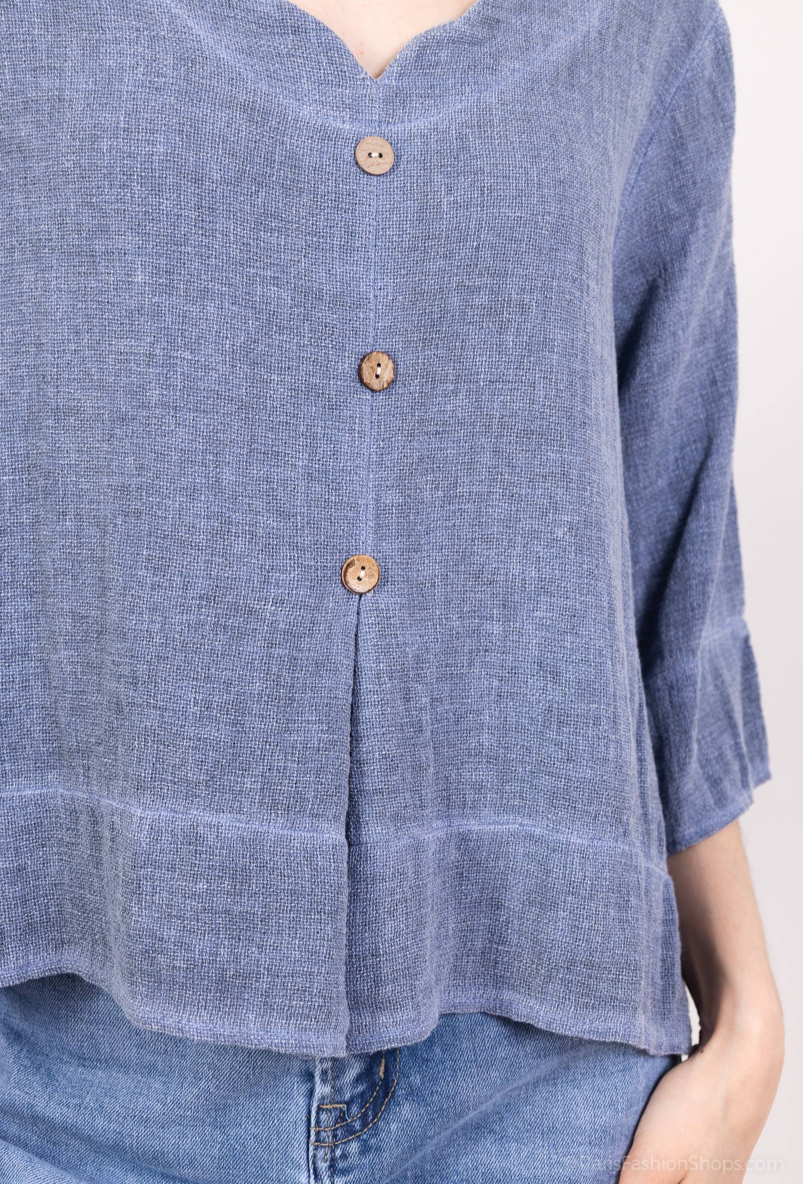 L'Emotion - Wholesale Blouse - Women's - 3/4 Sleeve Sweater Cardigan Effect 50% Linen & 50% Cotton8