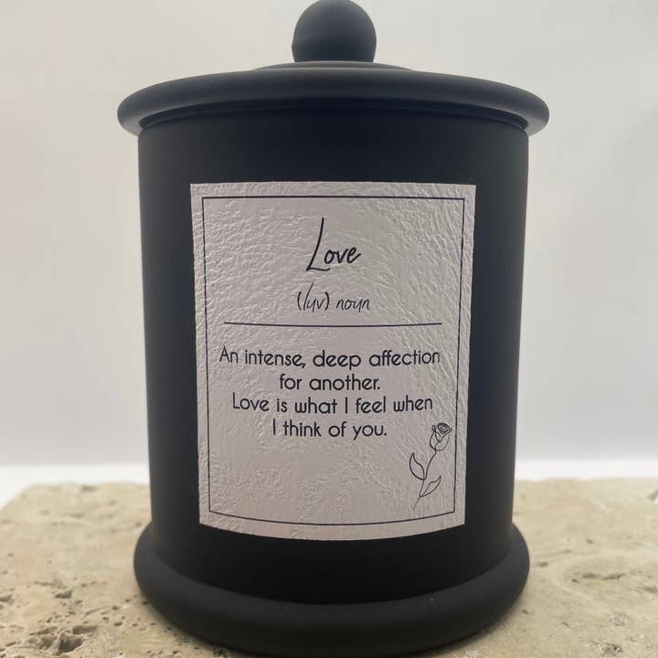 Vintage Hartverwarmende Collectie 'LOVE' Zwart voor wholesale door La Roseraie Candle Co