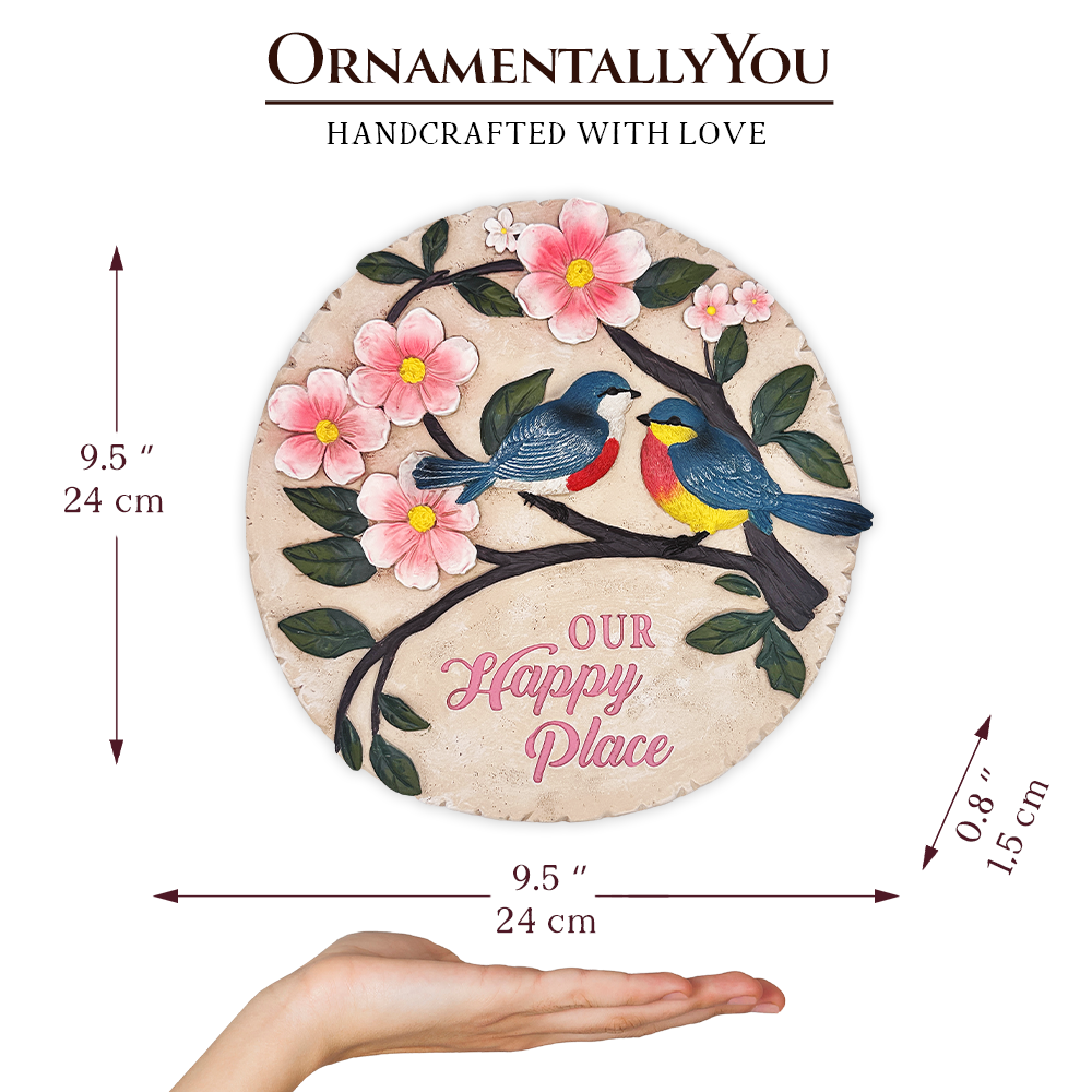OrnamentallyYou – Großhandel Trittstein – Blühende Singvögel Positivität Trittstein, 24 cm Glücksgartendekoration und Unterstützungs-Geschenk2