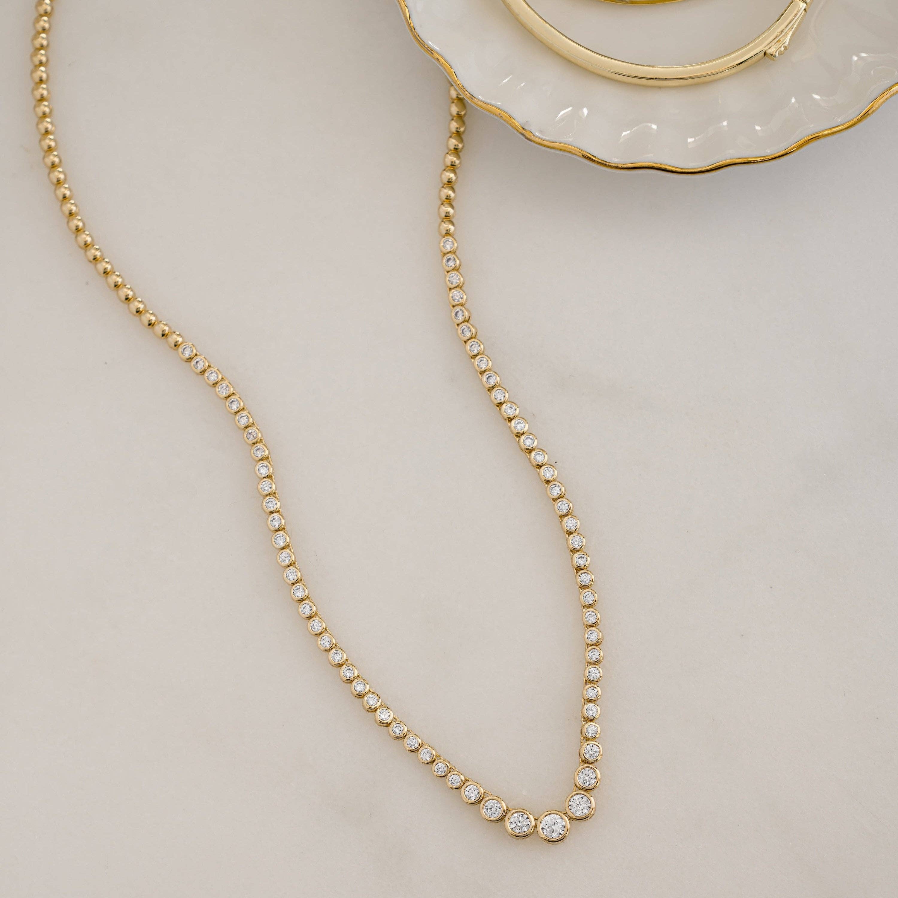 Sami Jewels - Wholesale Link & Chain Necklace - Gradient Bezel Tennis Necklace6