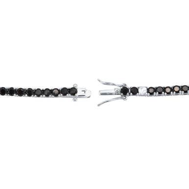 PalmBeach Jewelry - Wholesale Tennis Bracelet - Black Spinel & White Topaz Sterling Silver Tennis Bracelet1
