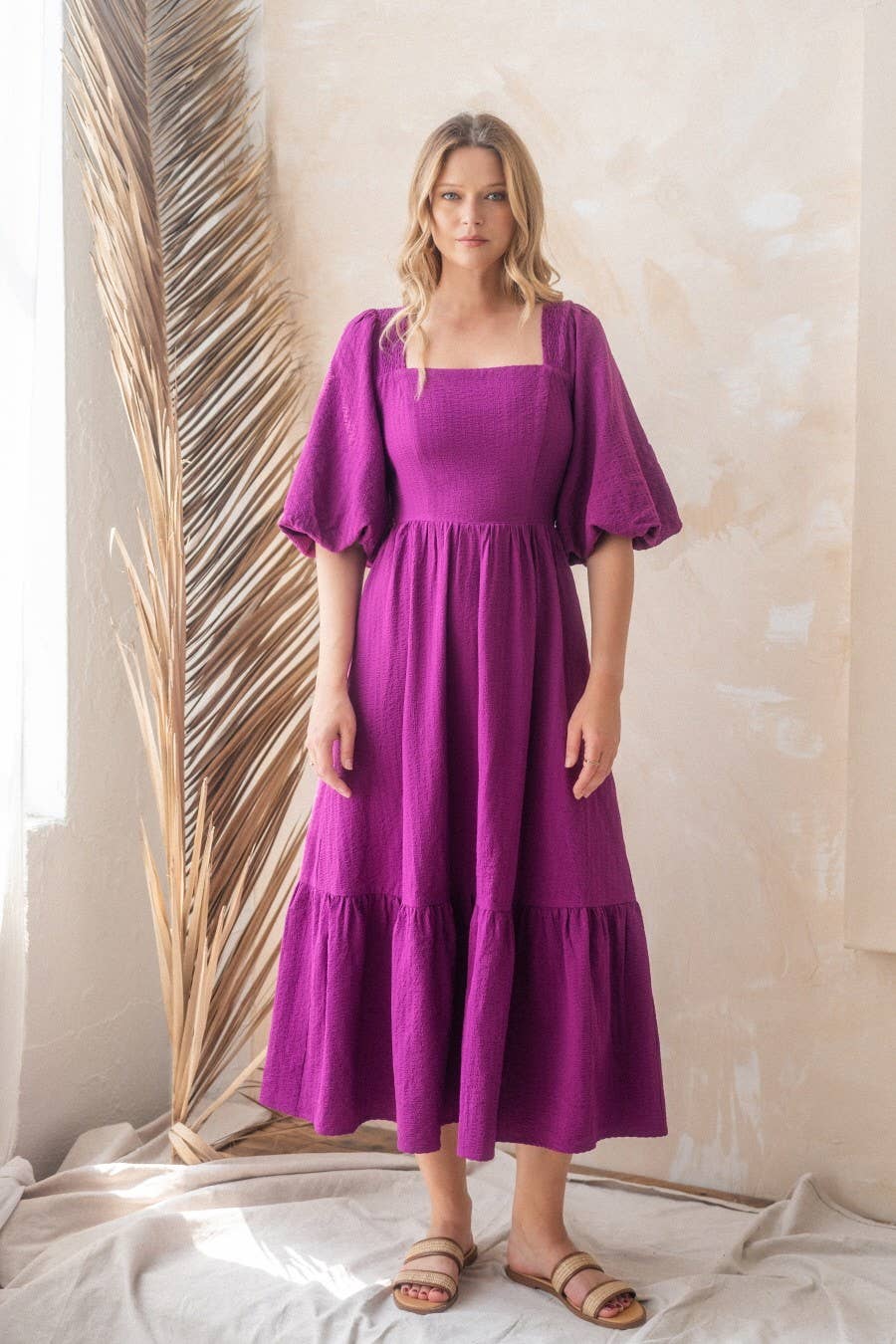 Oddi - Wholesale Dress - Women's - Plus Solid Textured Midi Dress3