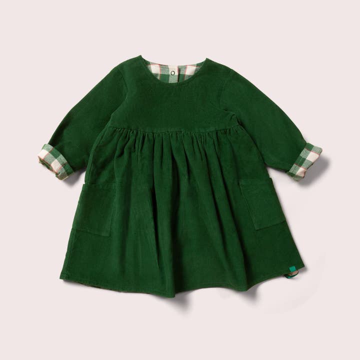Vintage Green Day After Day Reversible Corduroy Pocket Dress for wholesale by Little Green Radicals