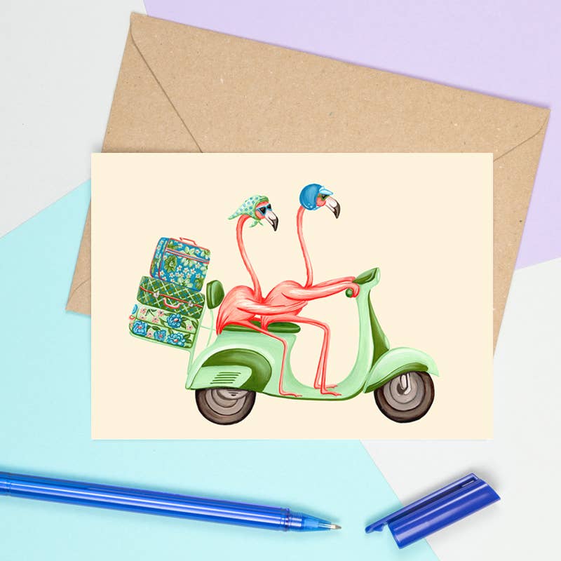 Sardines Studio - Wholesale Art Print - Flamingos Riding a Scooter Art Print4