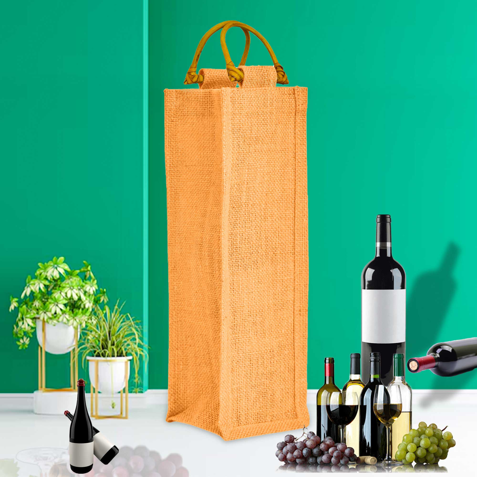 ecojutebags - Wholesale Wine Gift Bag - Eco Jute Wine Bags  7-Pack with Wooden D Handles for Gifting31