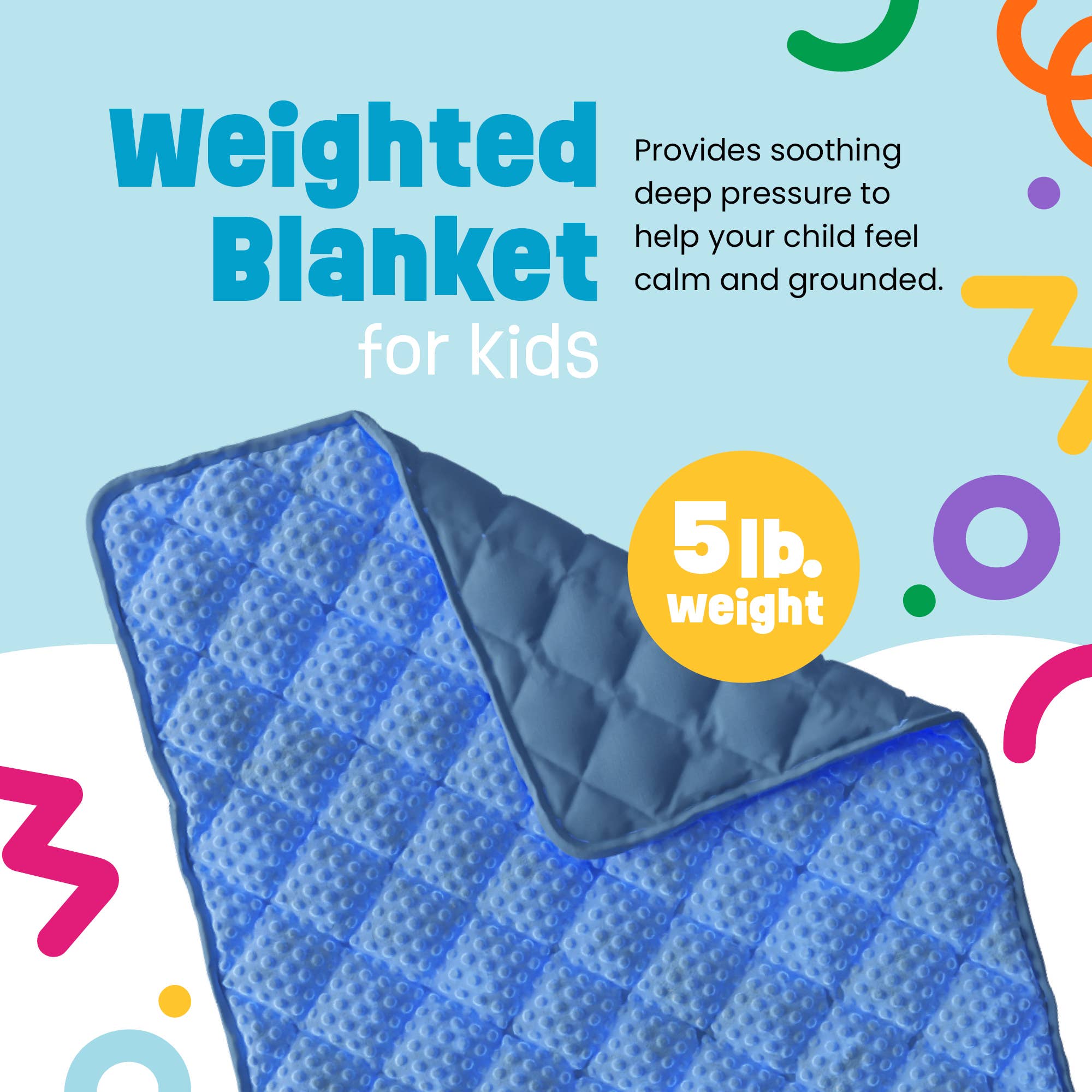 Prime Play - Wholesale Bedding Blanket - Kids & Baby - 5lb Child's Weighted Blanket - 36" x 48" Dotted Texture Blue2