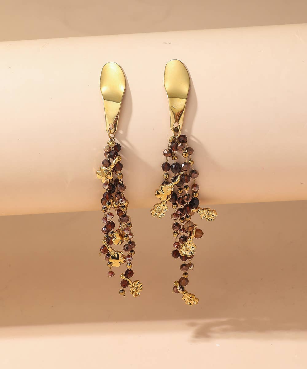 Blossom bijoux – Brincos de argola por atacado – Brincos de pino em aço inoxidável com contas de cristal Blossom bijoux7